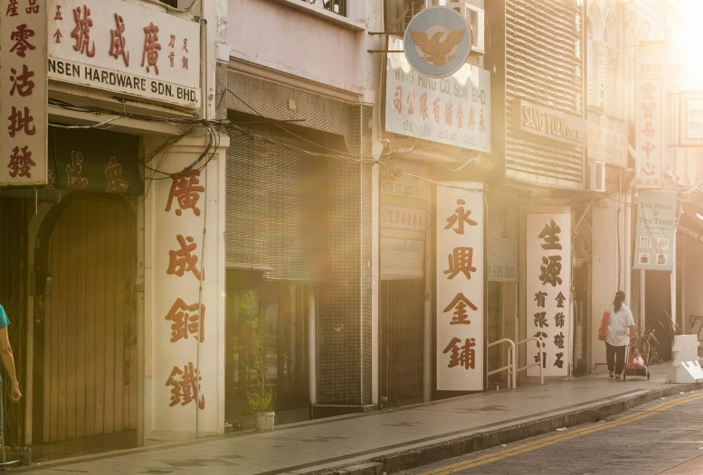 there is a street with signs in all the languages