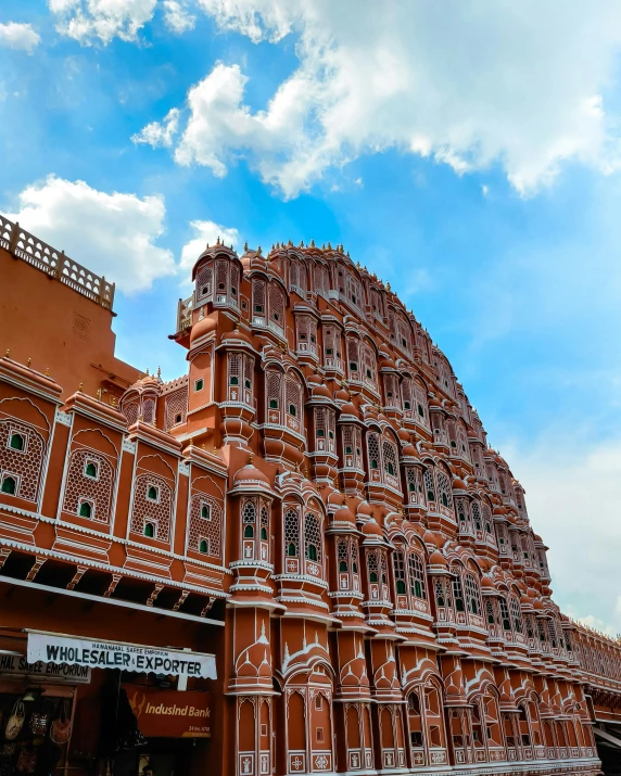 ornate brick architecture with large balcony and balconies