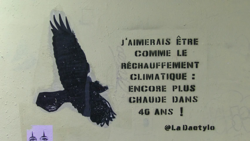 a black eagle is on a white wall