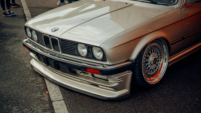 a car that is parked by a curb