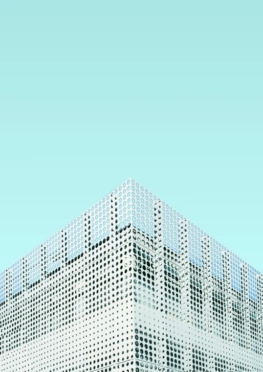 a white building with lots of squares all over it