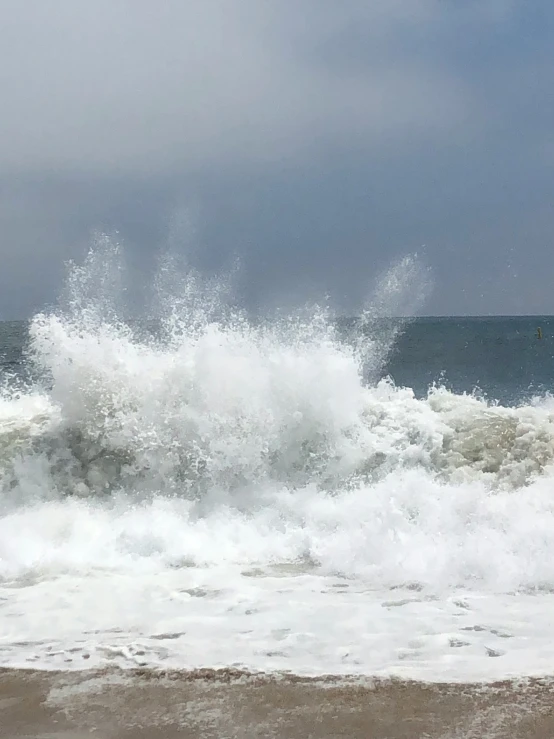 some waves crashing on shore in ocean