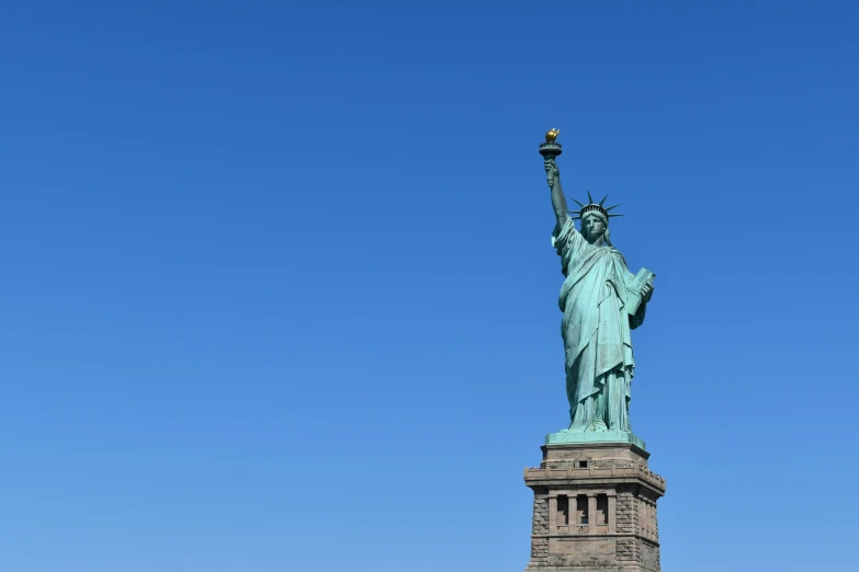 the statue of liberty has a light on its base