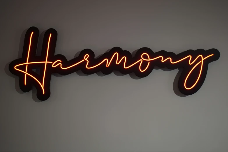 this is a neon sign that says harmony
