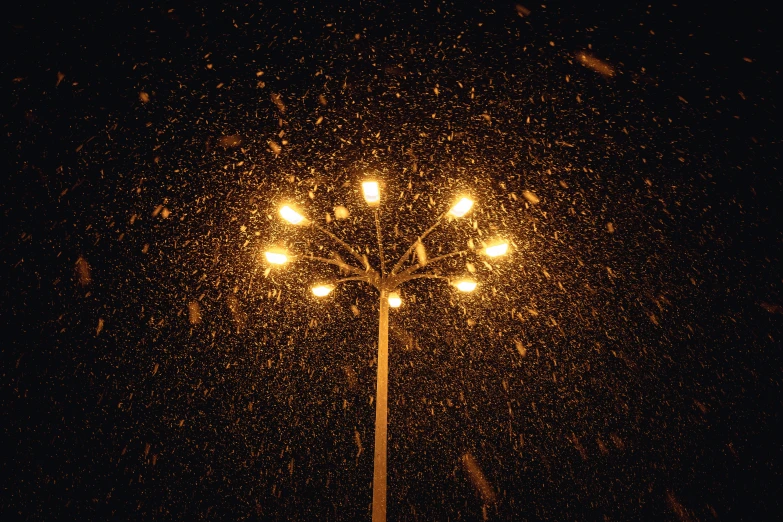 street lamp with all the lights turned on at night