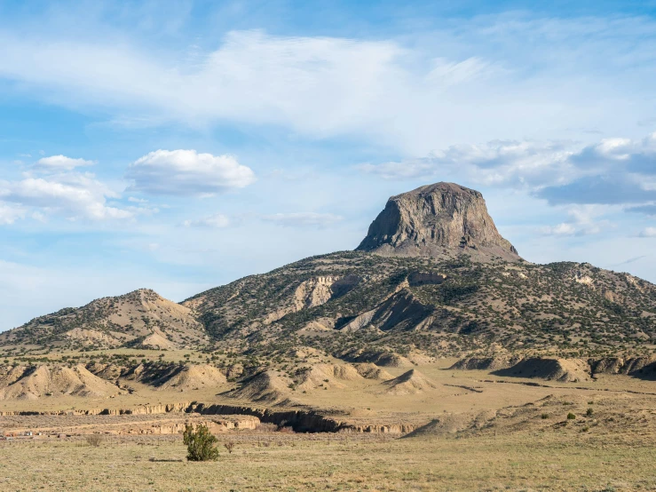 a mountain with some bushes and trees