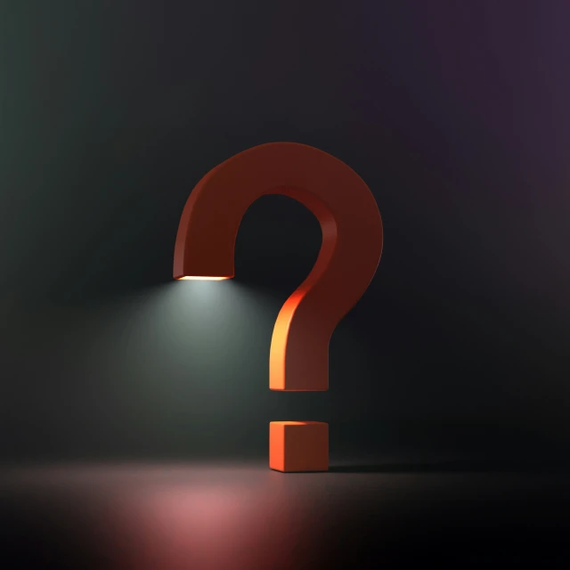 the image shows the silhouette of a question mark and bright light
