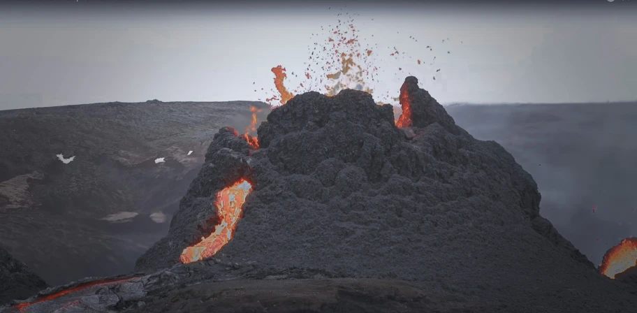 there are some kind of lava on the side of a mountain