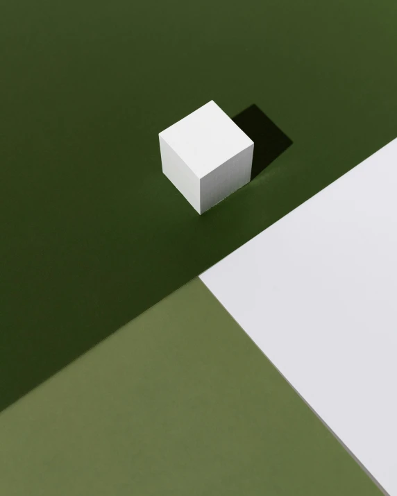 a white object is laying on a green surface