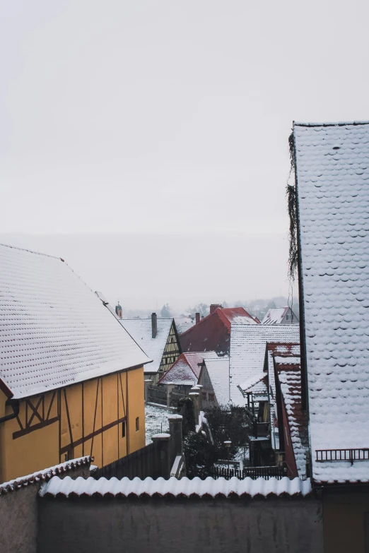 a roof of a house that is snowed