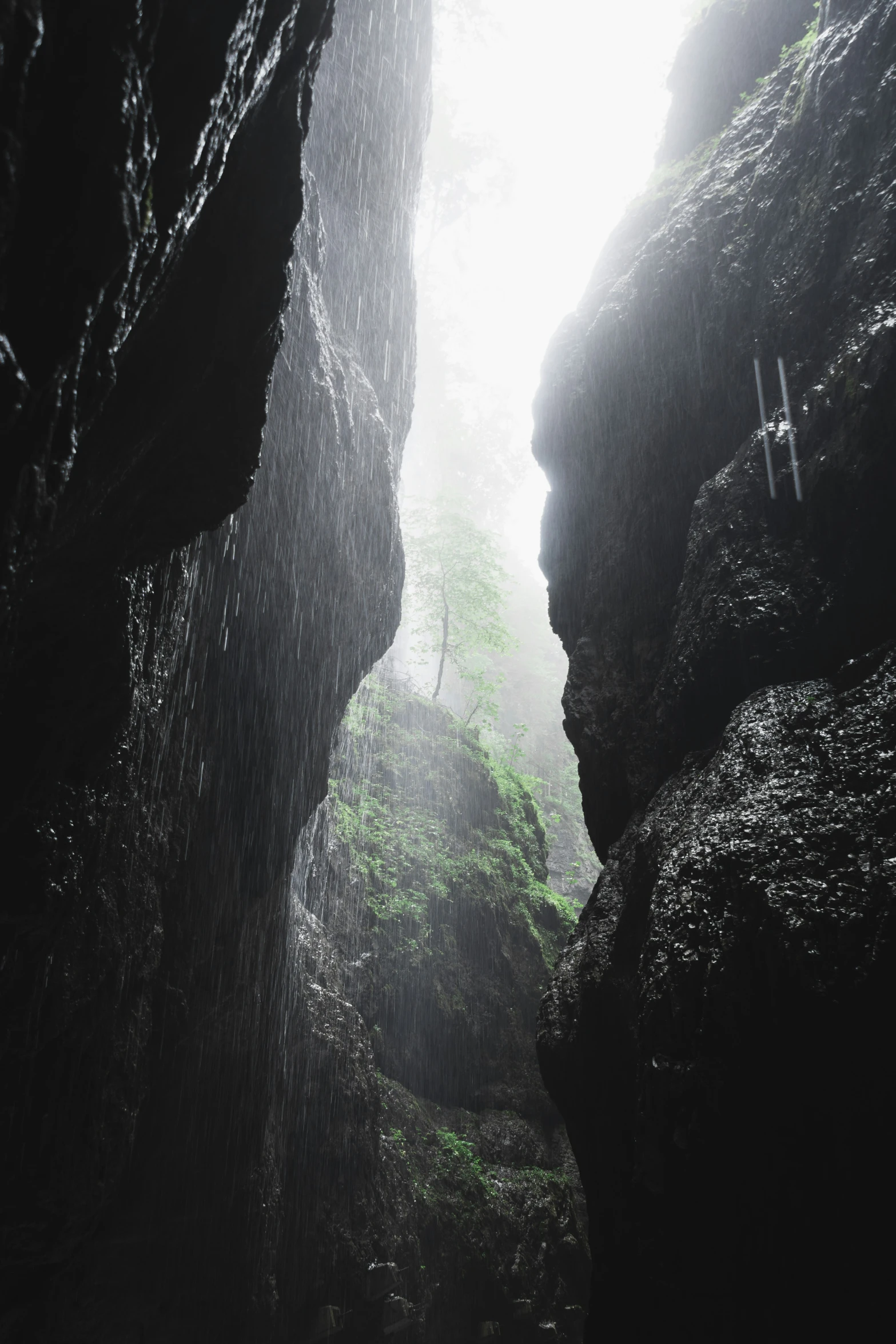 a view of an alley in a stone mountain