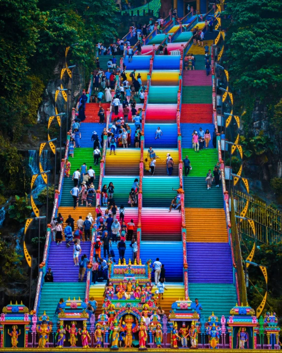 a large multi colored display in the middle of a field