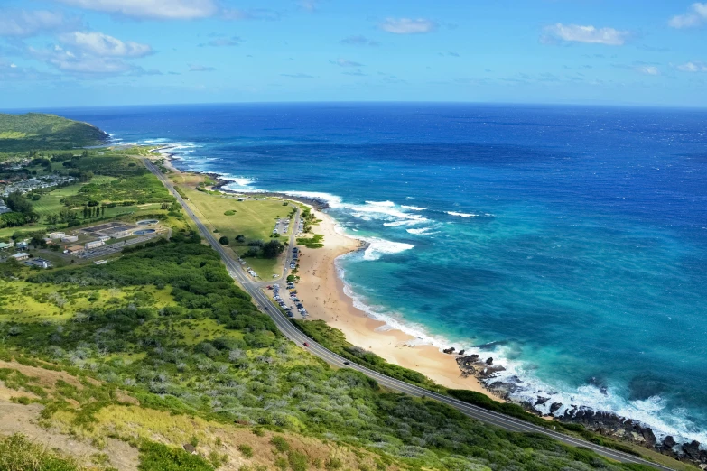 the coastline of an island with the beach on both sides