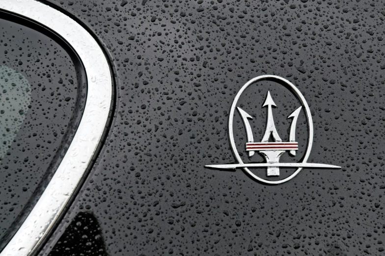 a closeup view of the emblem of a car