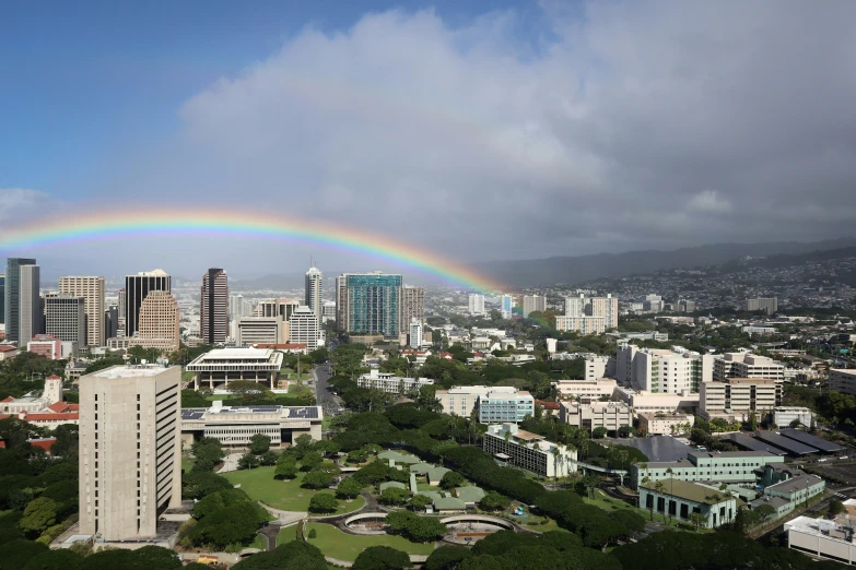 there are two rainbows over this city