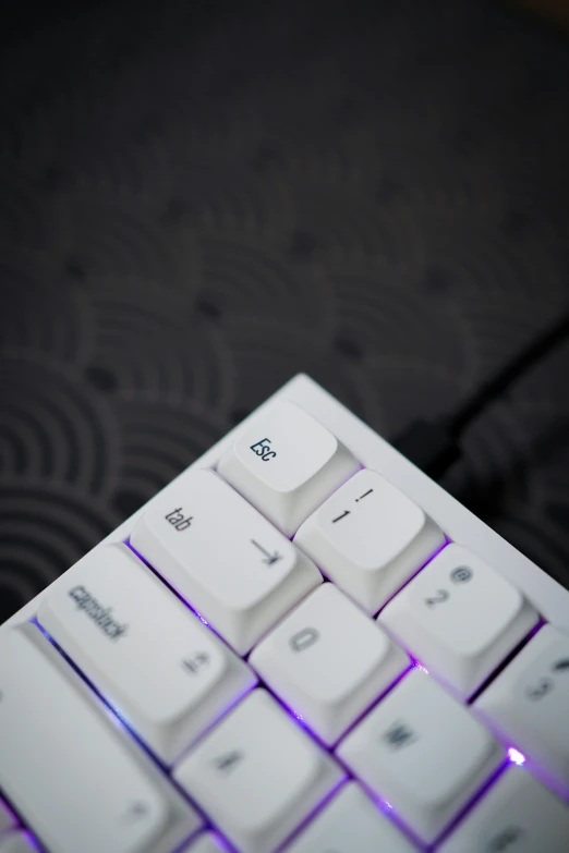 closeup of an illuminated keyboard in focus