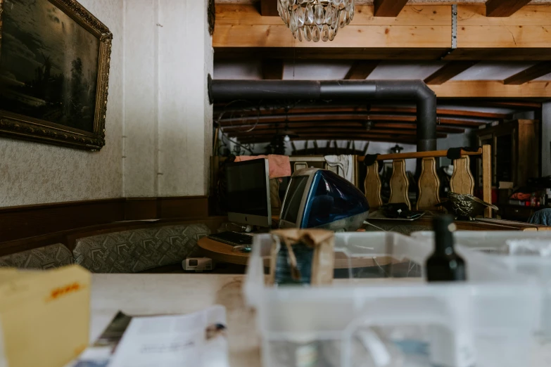 a room filled with lots of items and glass bottles