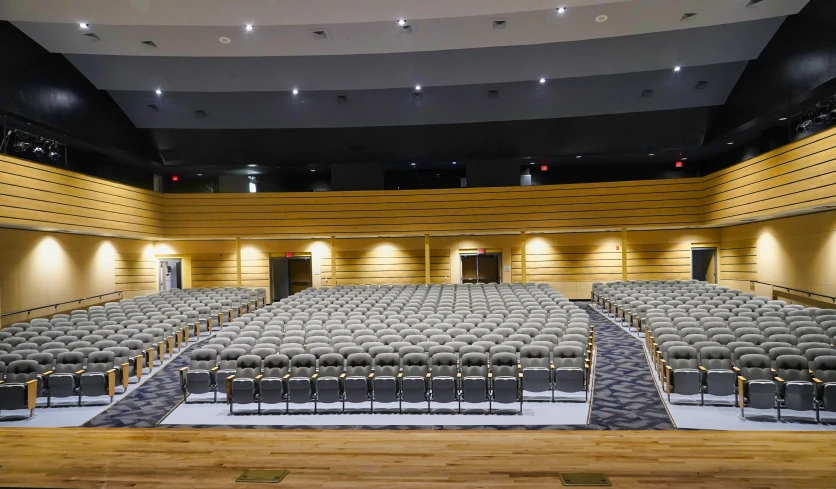 a empty auditorium set up for a meeting