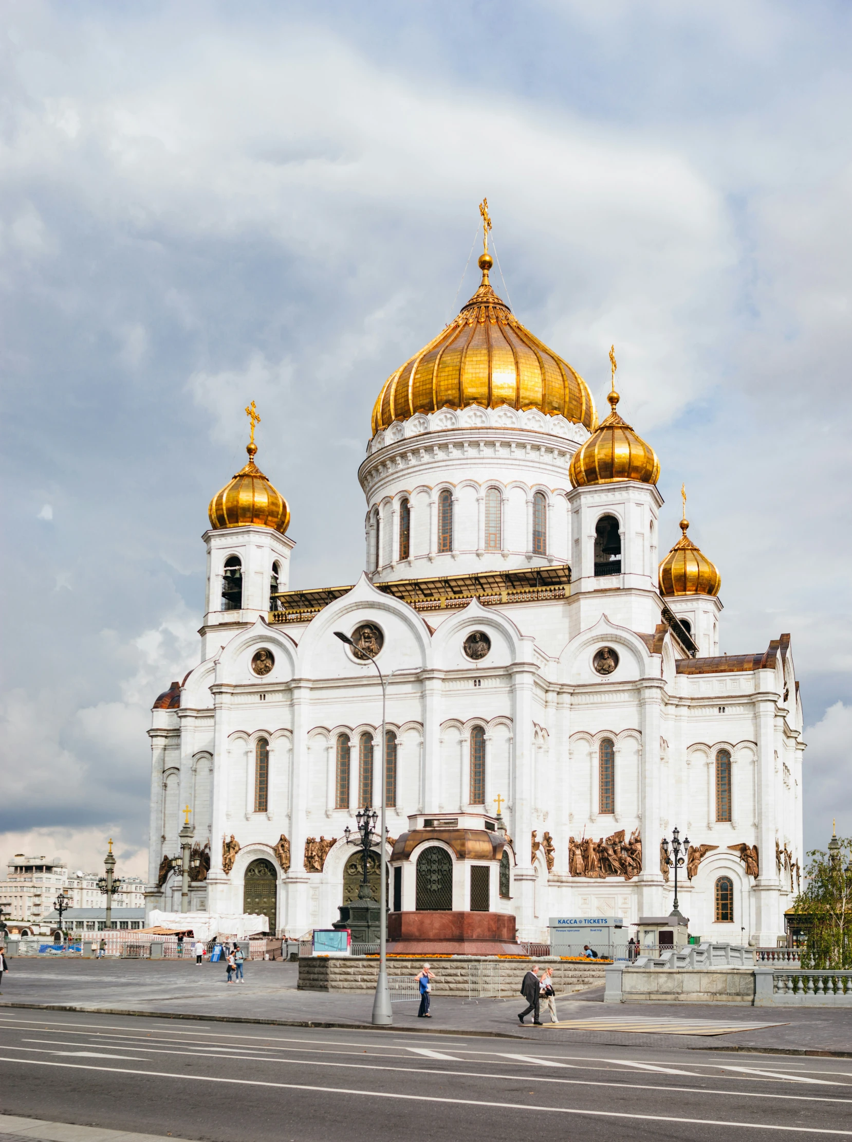 the beautiful buildings have gold dome tops