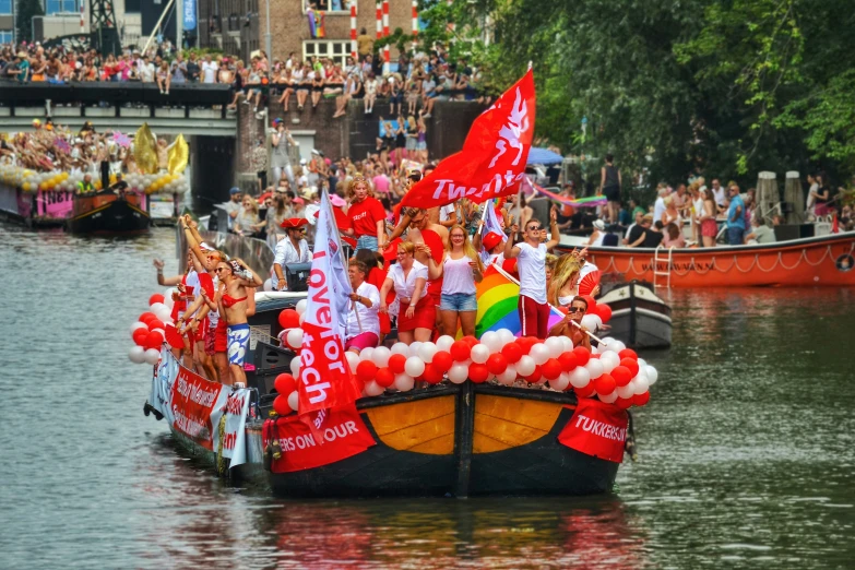 people on a boat that has been turned into a festival float