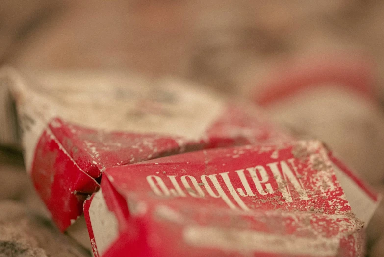 an old fashioned red and white box of chocolate