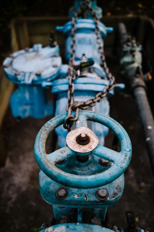 an image of a blue fire hydrant close up