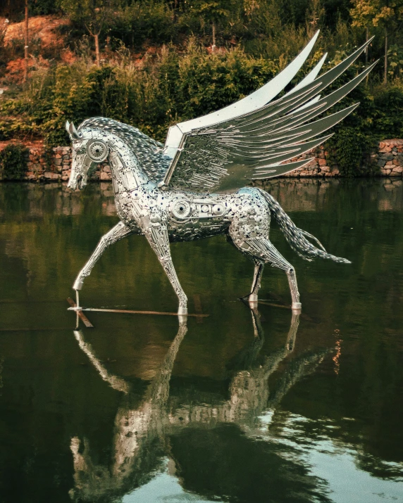 an image of a horse made out of objects