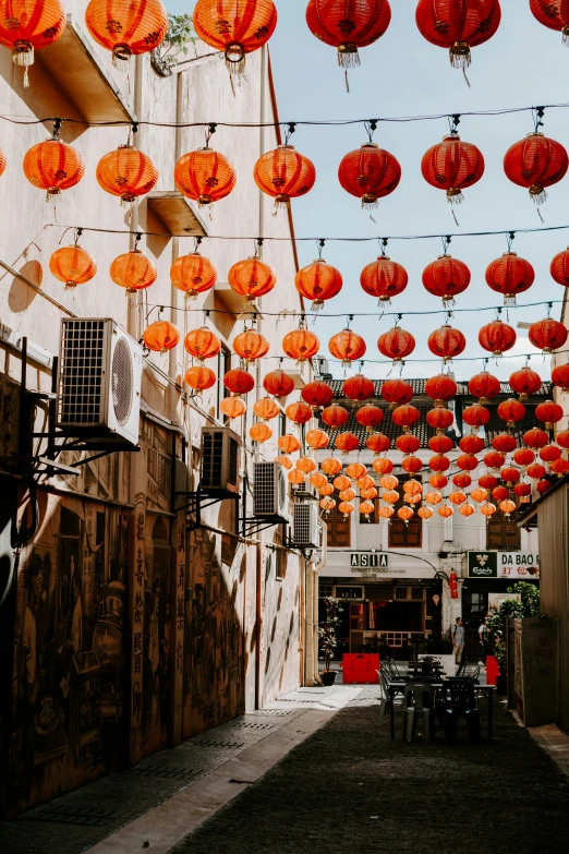 a narrow alley in an old chinese city