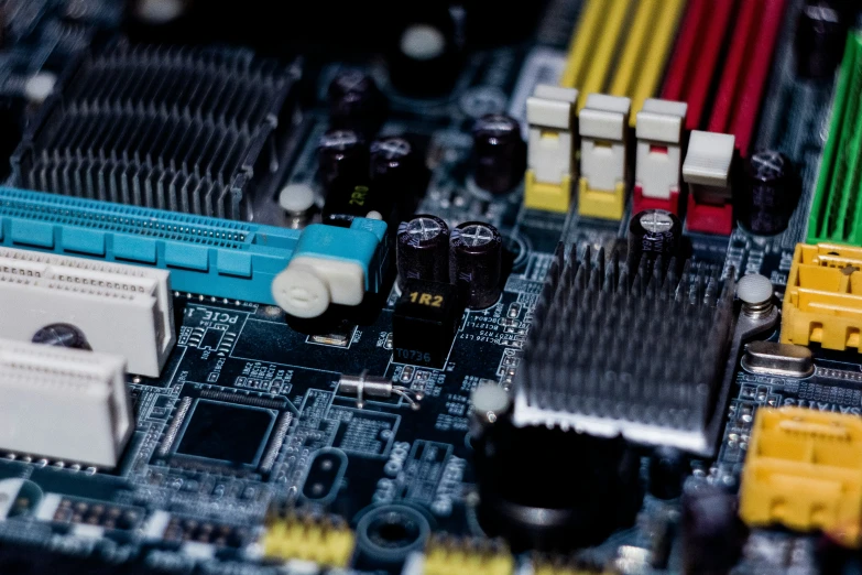 various components of a computer motherboard in full display