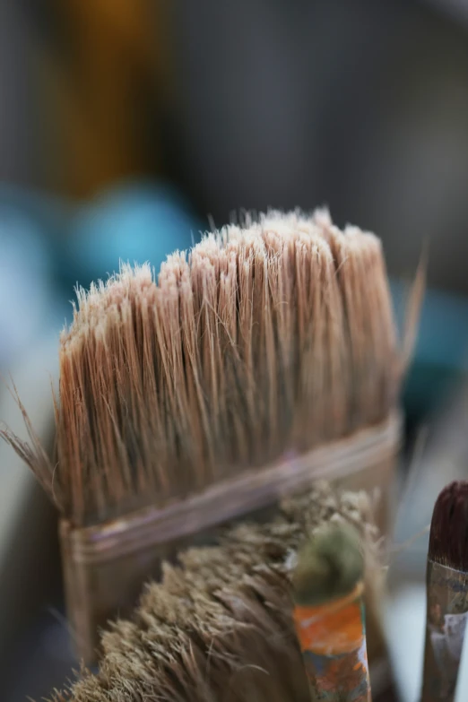 a close up view of a brush with it's bristles