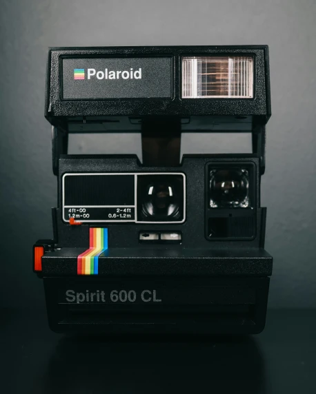 a polaroid camera on top of a table
