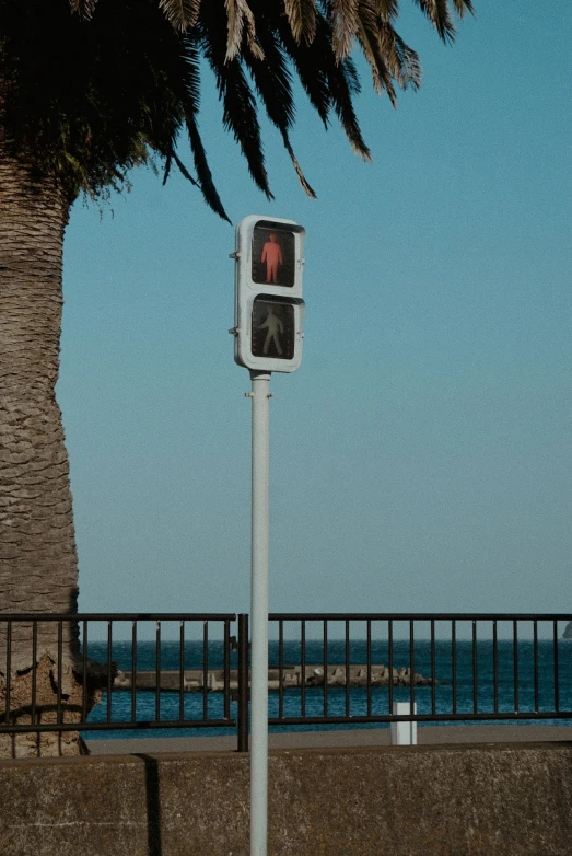 an image of a stop light with trees in background