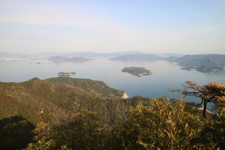 this is an aerial view of islands in a bay