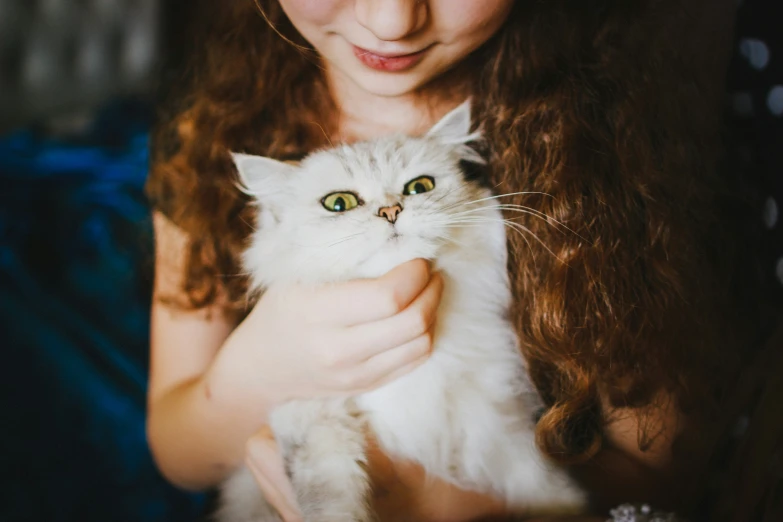 a woman holding a cat in her arms