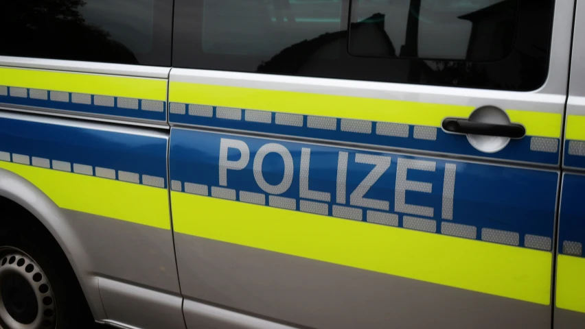 a police van with the word polizei painted on the door