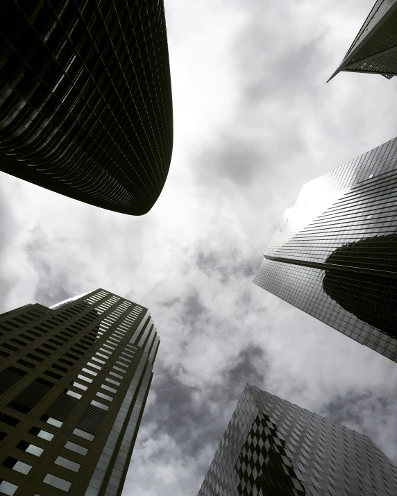 a black and white po of tall buildings