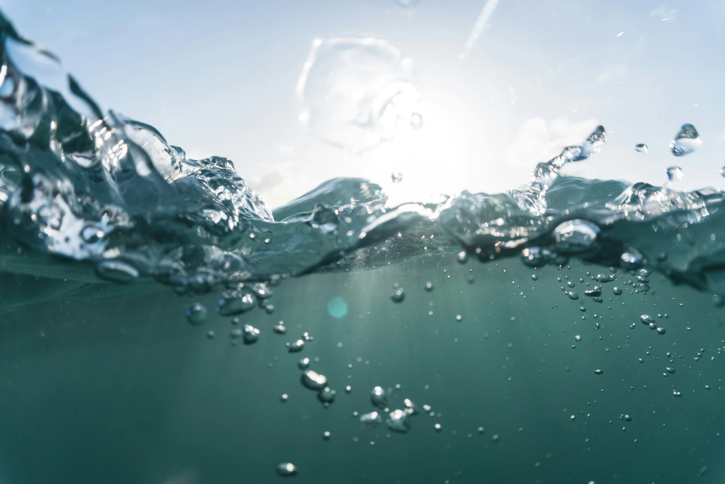 the view from water level with sunshine