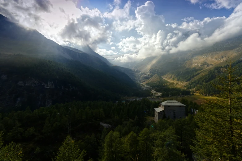 a very view of some mountains and clouds