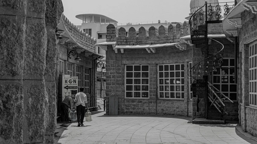 an old stone alley in an ancient city