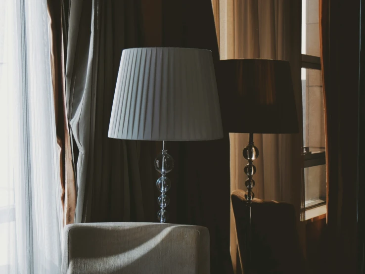 a lamp sitting in the corner of a room