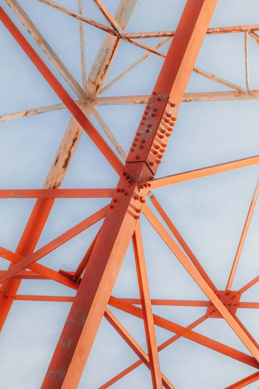 closeup view of a metal structure in the sky