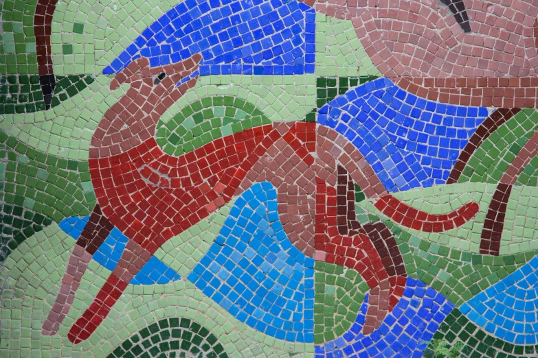 a beautiful mosaic wall decorated with horses