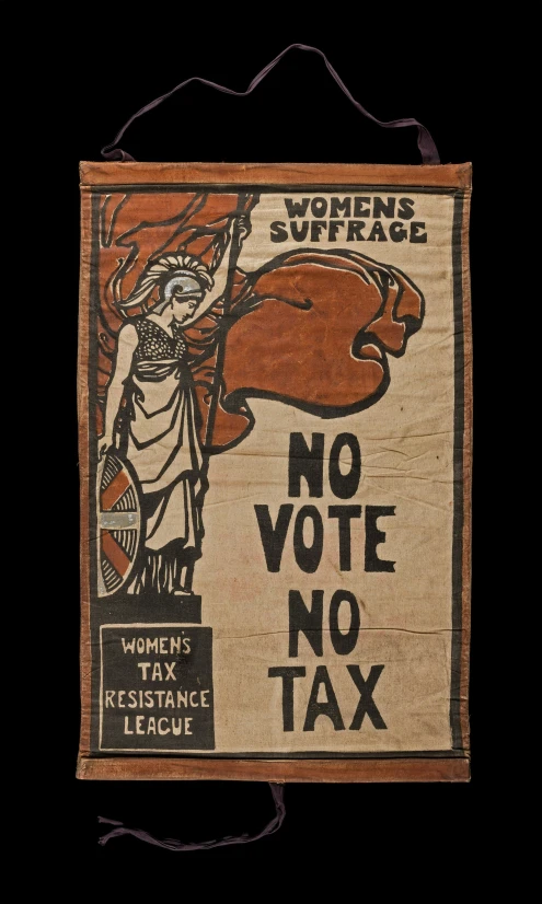 a woman's suffrage sign with a female statue on it