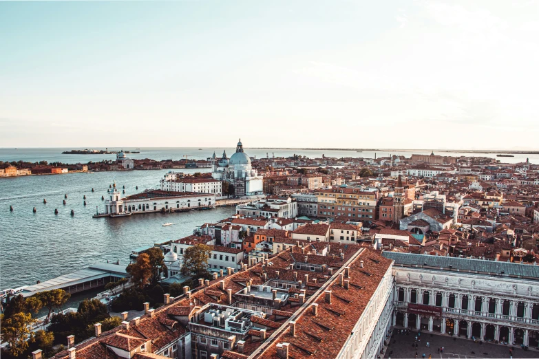 the view of an old town from above