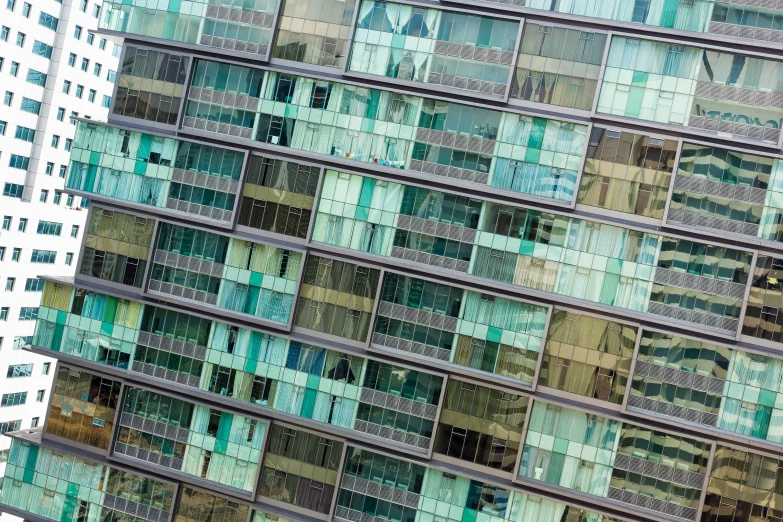 a view from outside of a skyscr building's windows, including an office building