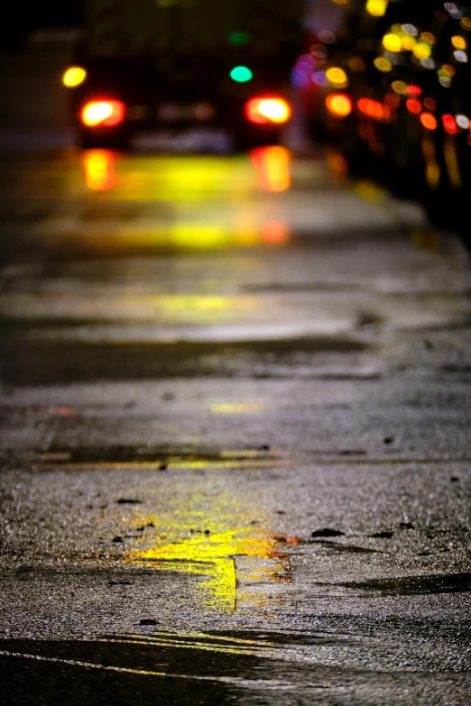 a picture of a street at night taken with no flash