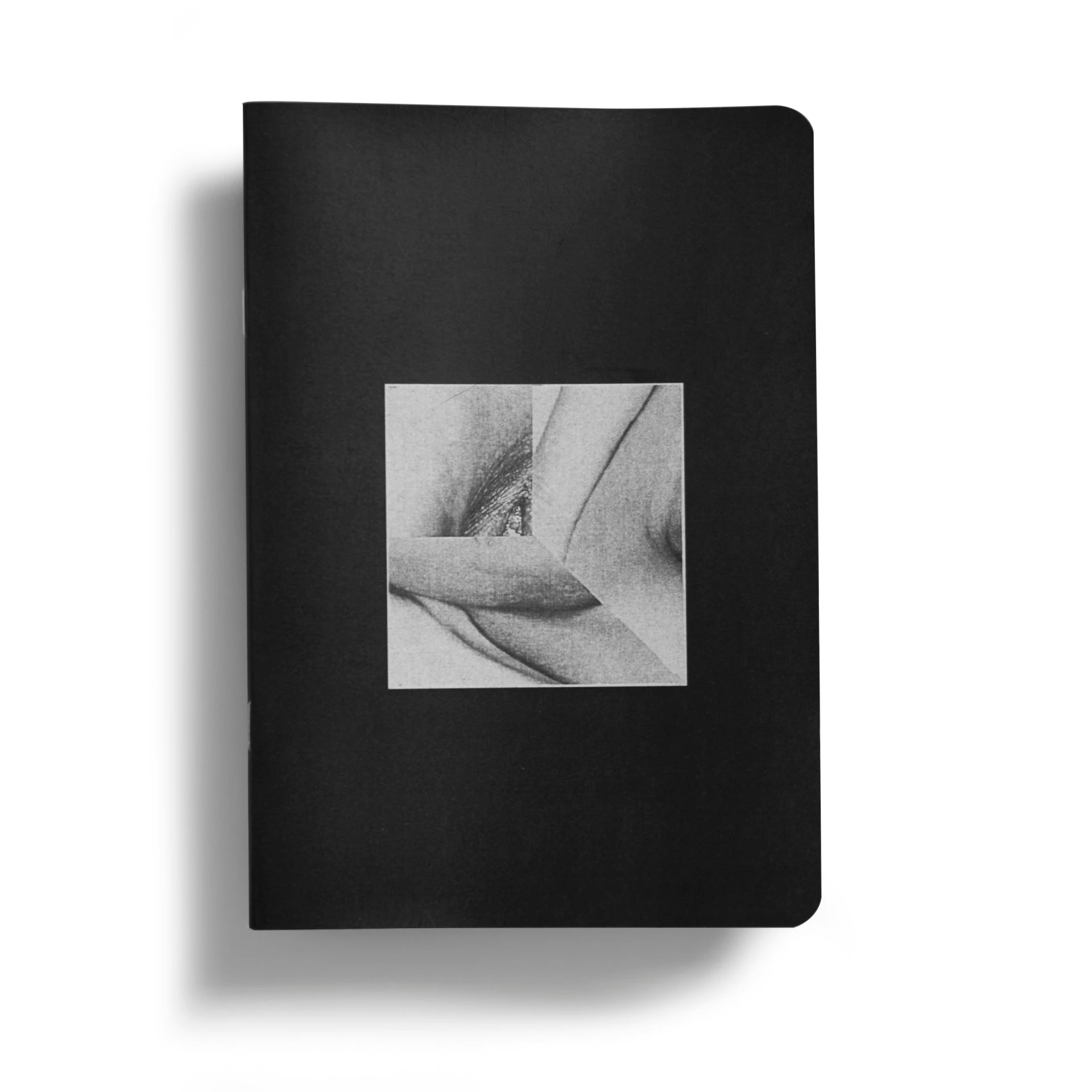 the book cover is black and white and has an image of a person on a pillow