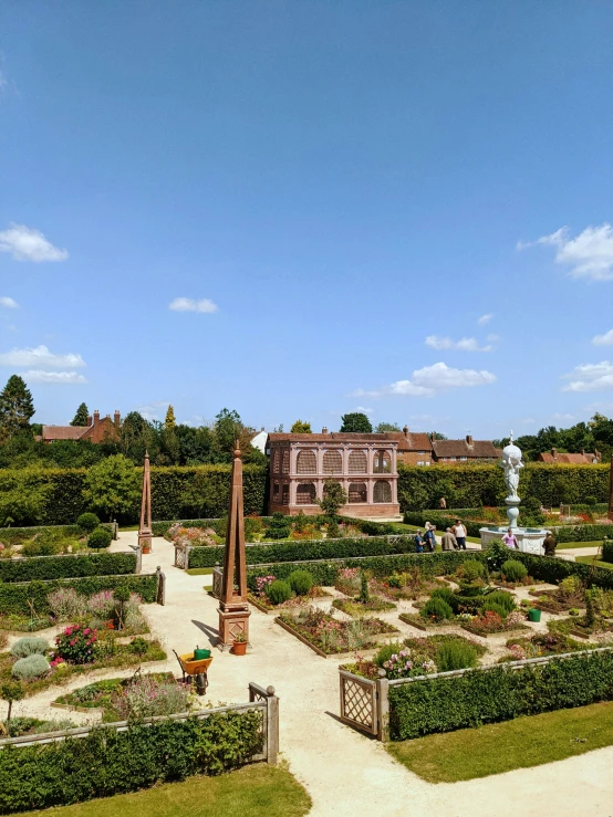 the top of a tower over looking a garden