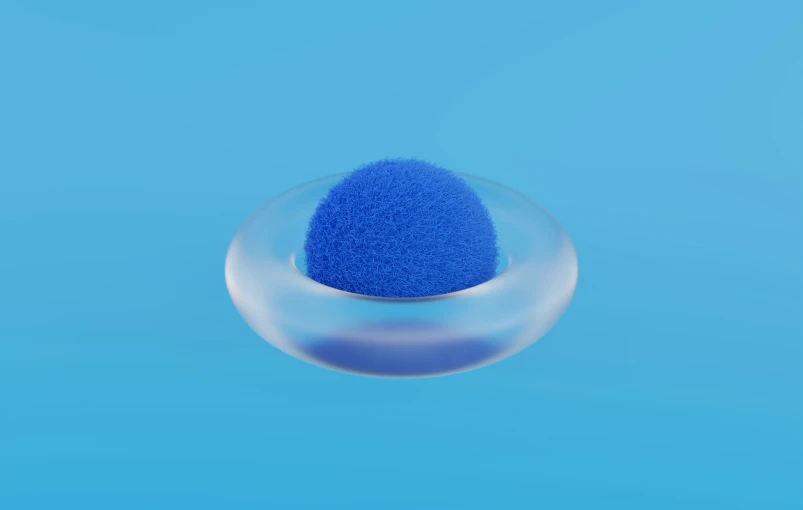 a sphere with a blue substance in the middle