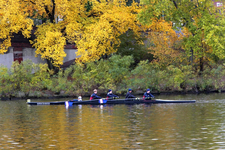 rowers are on their boat and are ready to go